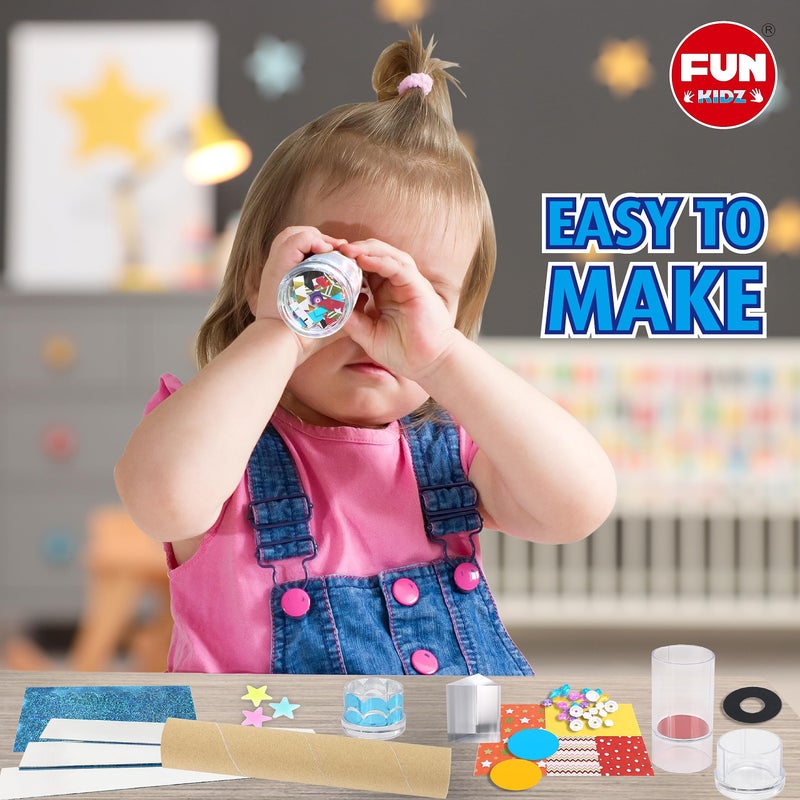 FUN KIDZ Twins Kaleidoscope Kit for Kids, FunKidz DIY Kaleidoscope Making Craft Kit with Prism Gift Optical Illusion Science Experiment Educational STEM Toy - Image 2